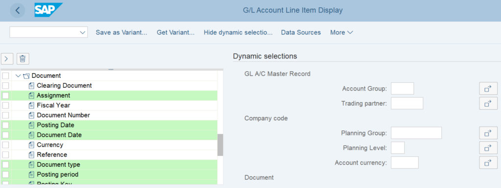 FBL3N in SAP: Display GL Balances