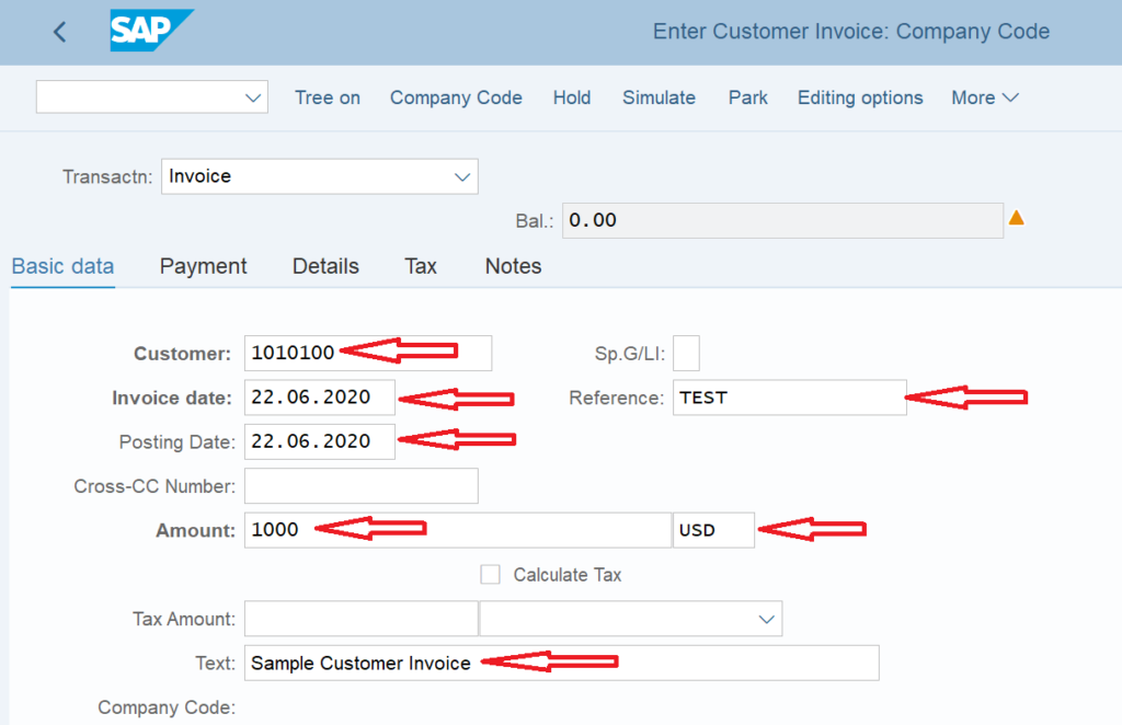 FB70 tcode in SAP