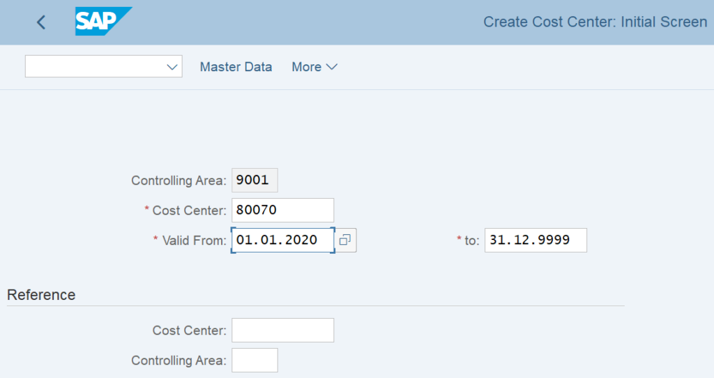 create a cost center in sap