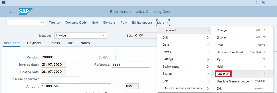 Create a Vendor Invoice