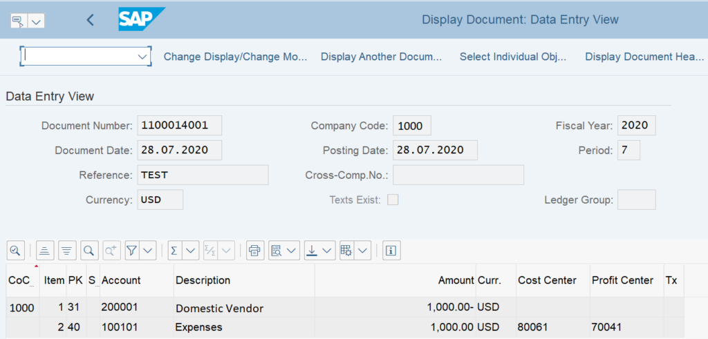 Display the Vendor Invoice