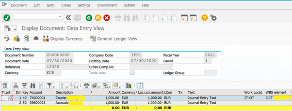 Display the Line Item Data