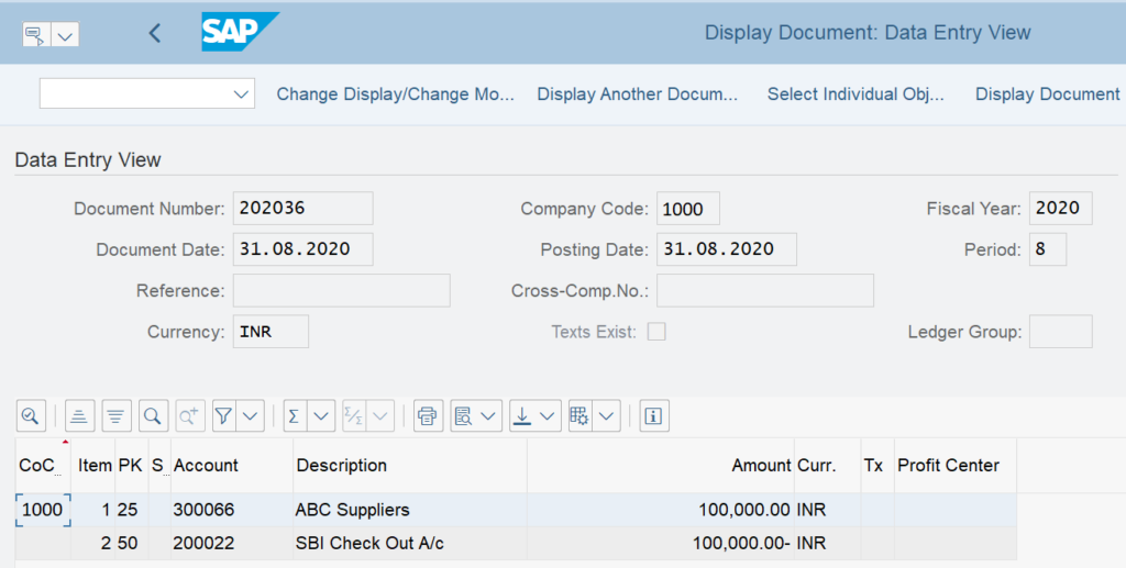 F110 in SAP: Display Payment Document in FB03