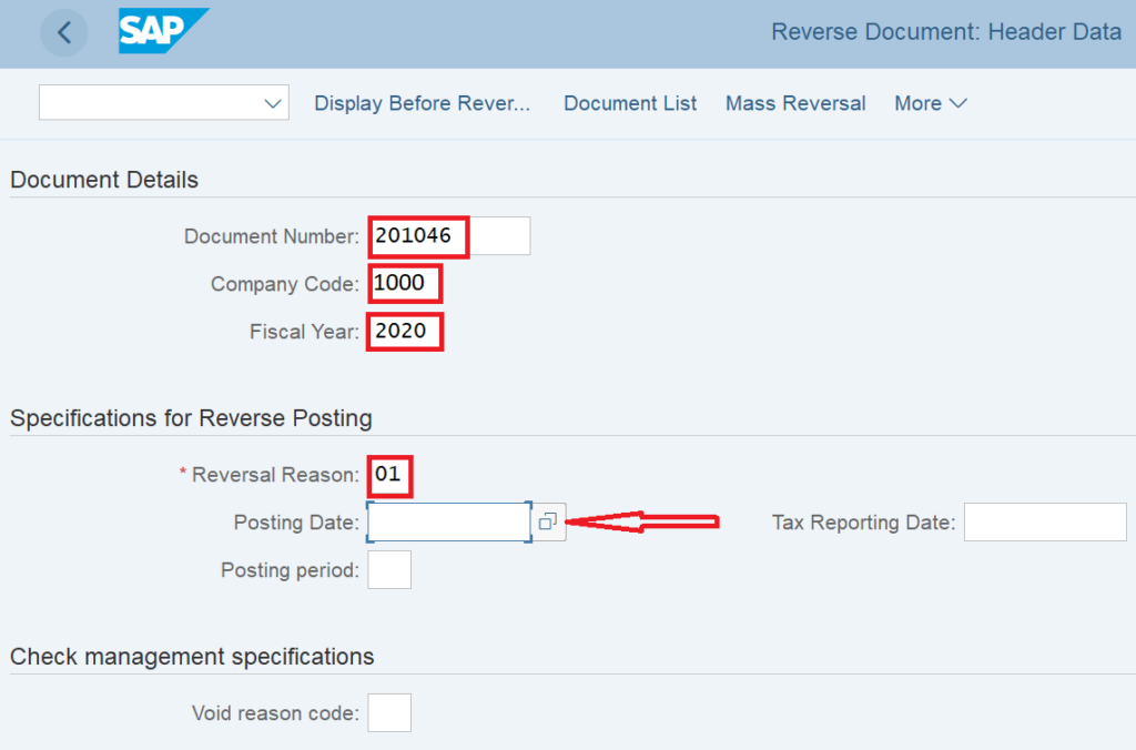 FB08 tcode in SAP