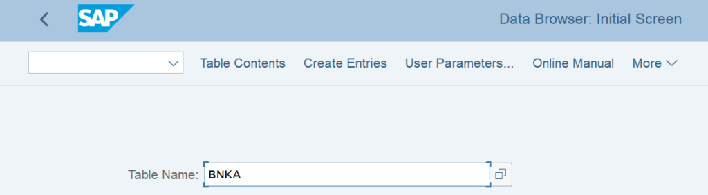 Bank Key Table in SAP - BNKA