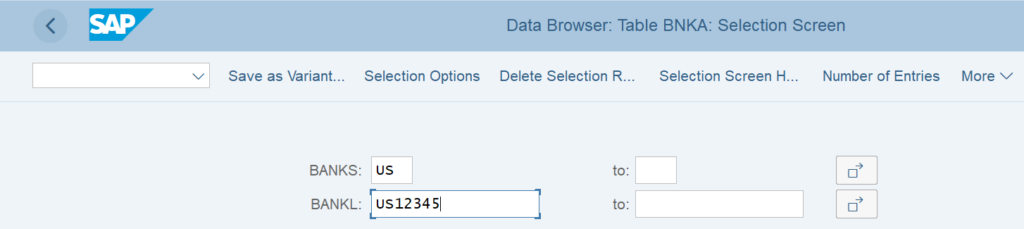 Bank Key Table in SAP - BNKA