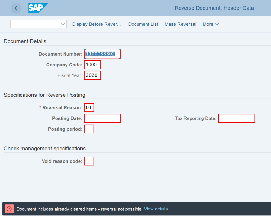 FB08 - FBRA Tcode in SAP