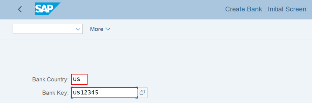 Create a bank key in SAP via tcode FI01