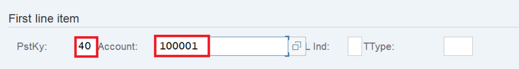 Enter the Posting Key and GL Account