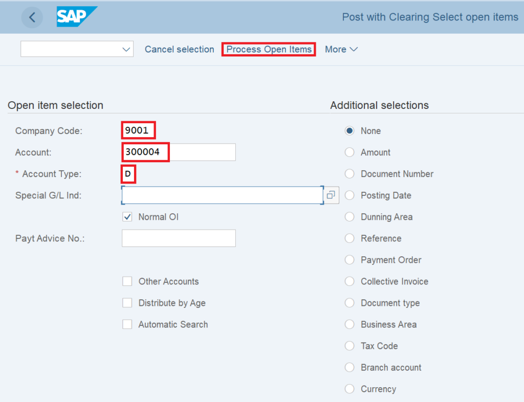 Post with clearing : Process open items