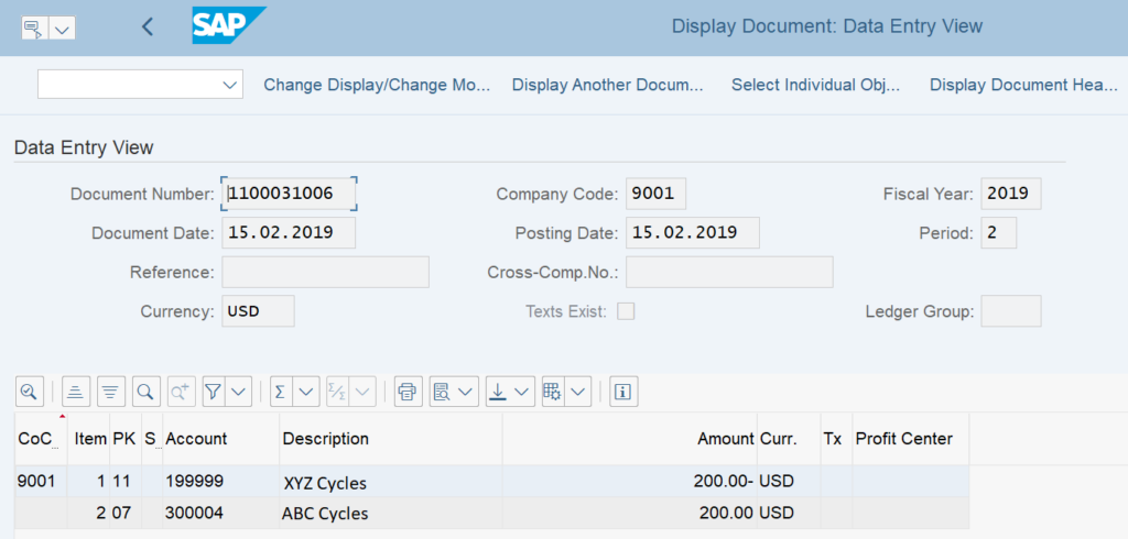 Post with Clearing: Display the Transfer Posting Document