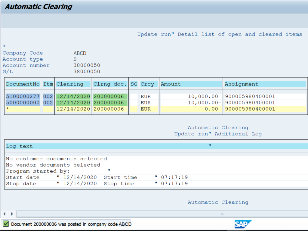 F.13 Automatic Clearing in SAP