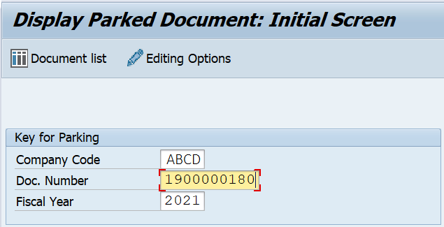 FBV3 in SAP: Display a Parked Document