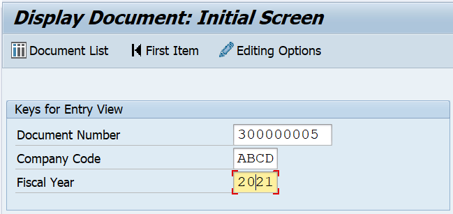 Display Accounting Document in AS03