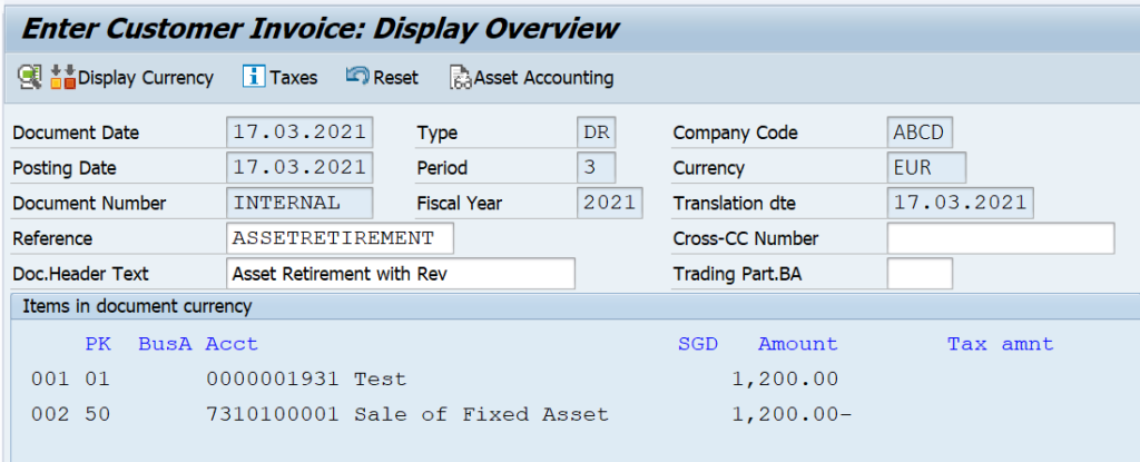 Asset Retirement from Asset Sale to a Customer