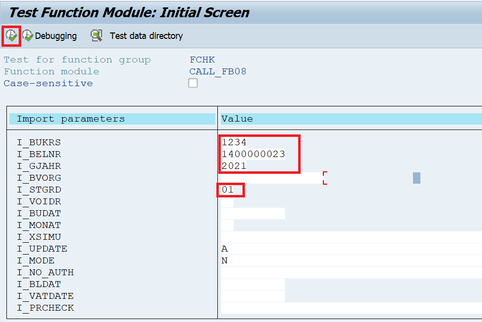 Execute CALL_FB08 FM to reverse an accounting entry in SAP