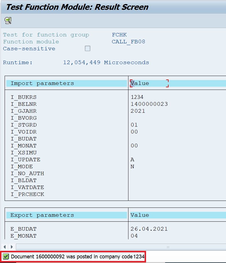 Execute CALL_FB08 FM to reverse an accounting entry in SAP