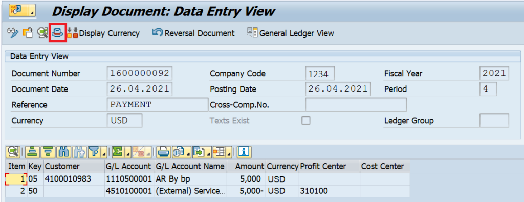 Display the Reversal Document in FB03