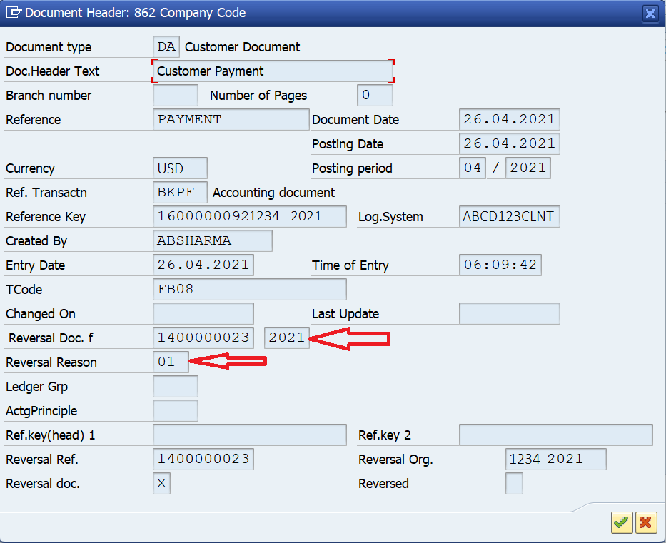 Display the Header Details