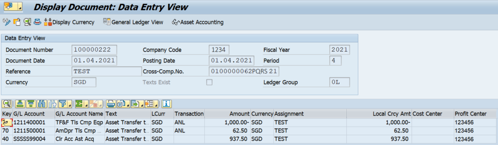 Accounting Entry of Sending Asset