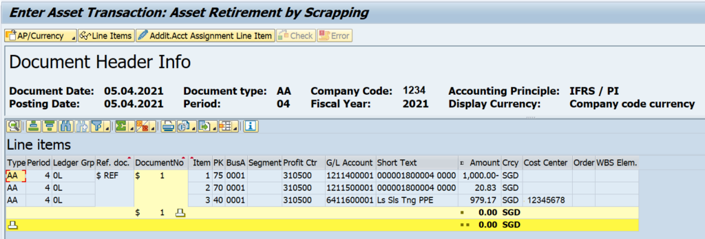 ABAVN in SAP: Asset Retirement by Scrapping