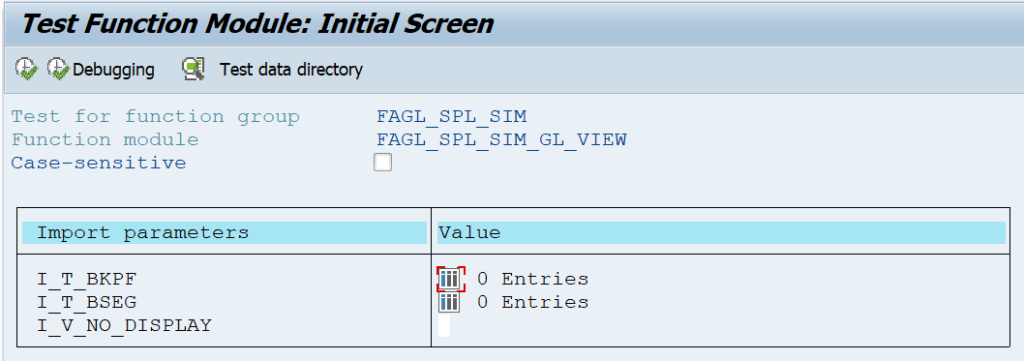 Enter the Import Parameters in BAPI to show accounting entry simulation.