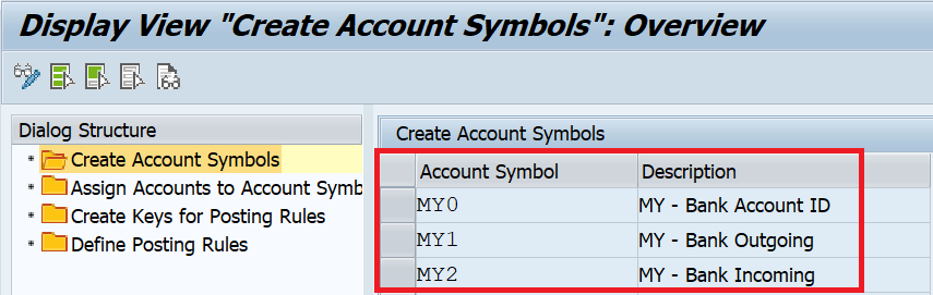 Define Account Symbols for Manual Bank Statement in SAP
